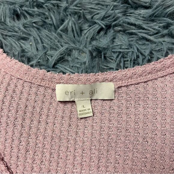 Anthropologie Eri + Ali Tallie Waffle Thermal Peplum Top Size L - Picture 3 of 6